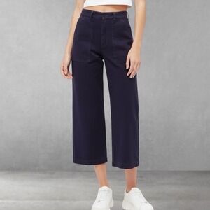 LACAUSA Stella Trouser Wide Leg Cropped Pants Navy Blue size 6